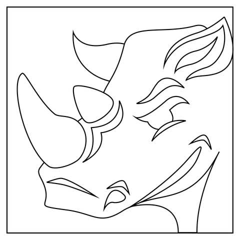 Rhinoceros Head Coloring Page